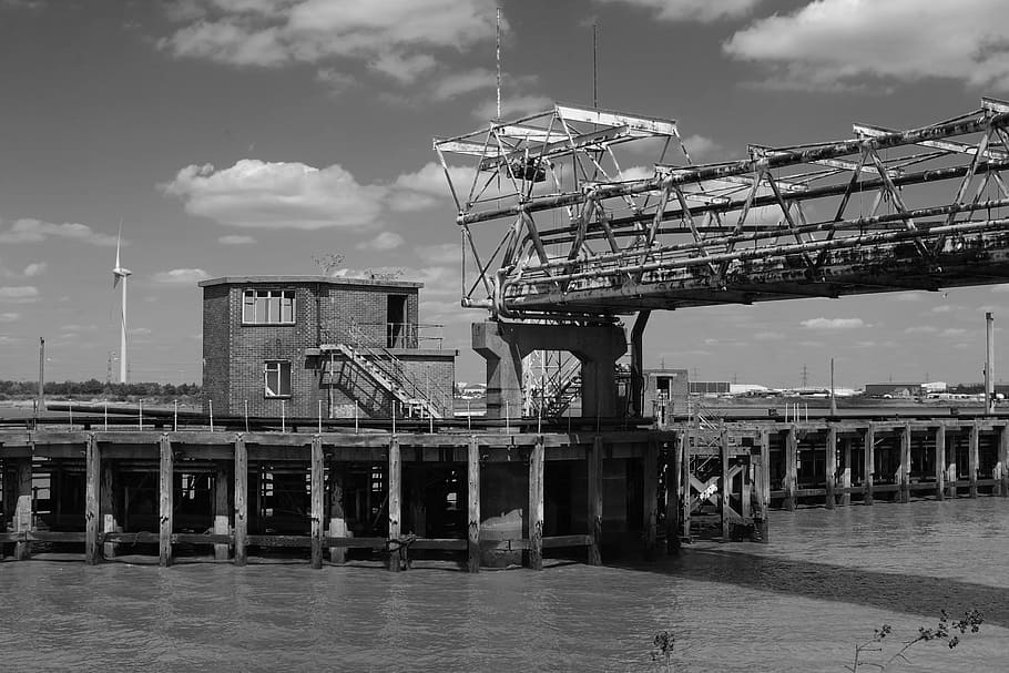 erith, dock, shipping, disused, dangerous, architecture, built structure, HD wallpaper
