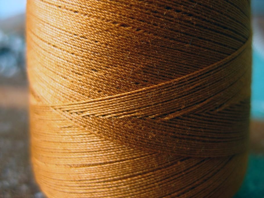 yarn, thread, cord, sew, bobbin, coiled, yellow, brown, close-up HD wallpaper