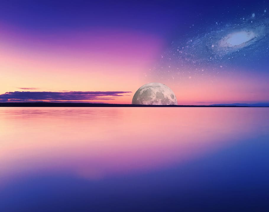 white and gray planet digital wallpaper, ocean, galaxy, space