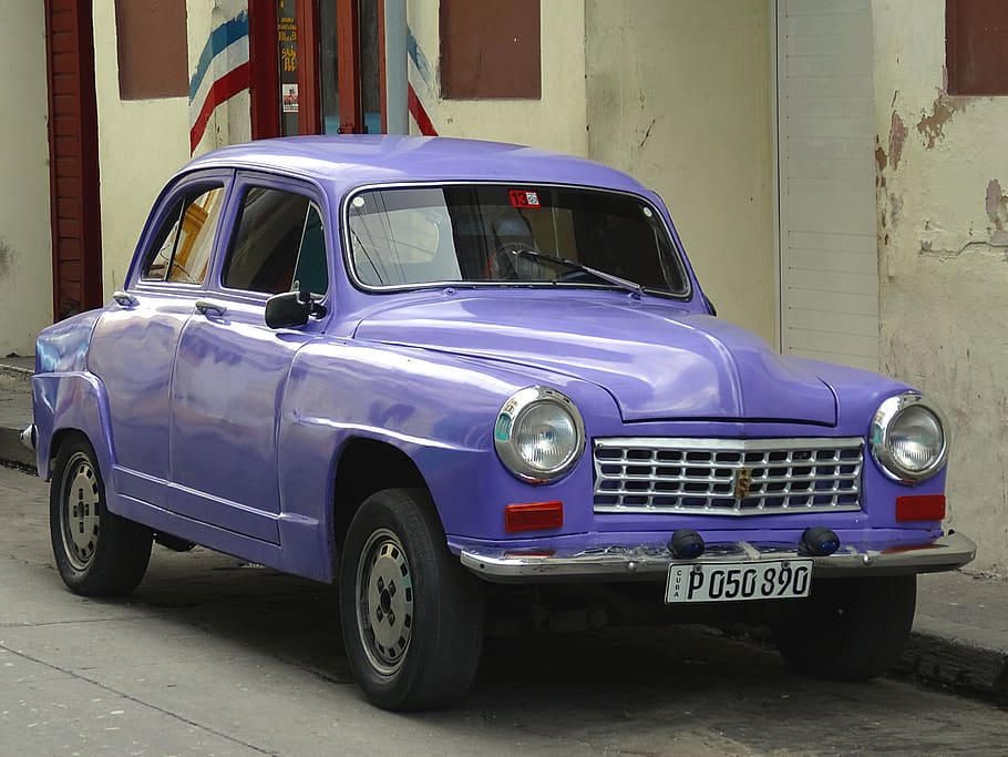 car, retro, cuba, violet, mode of transportation, land vehicle HD wallpaper