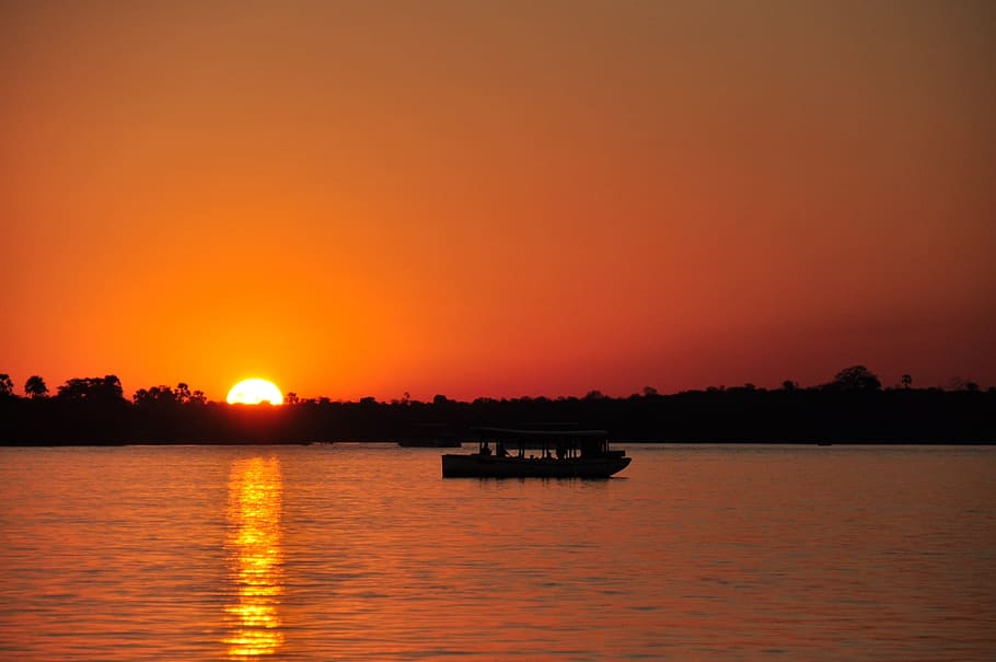 Sunset, River, Boot, Zambezi, romance, water, abendstimmung HD wallpaper