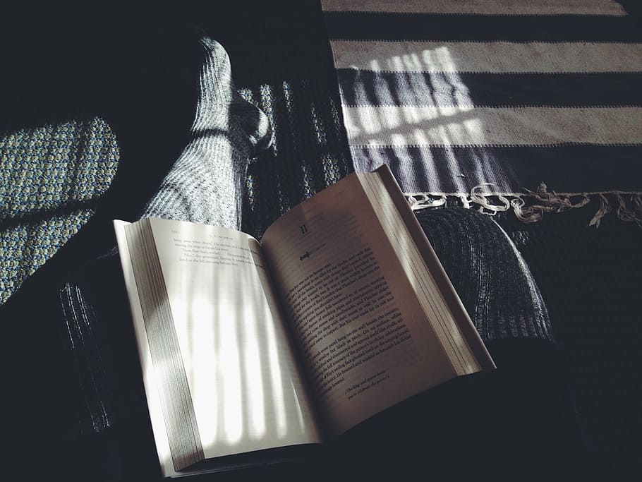white book, bible, books, pages, read, person, people, legs, feet, HD wallpaper