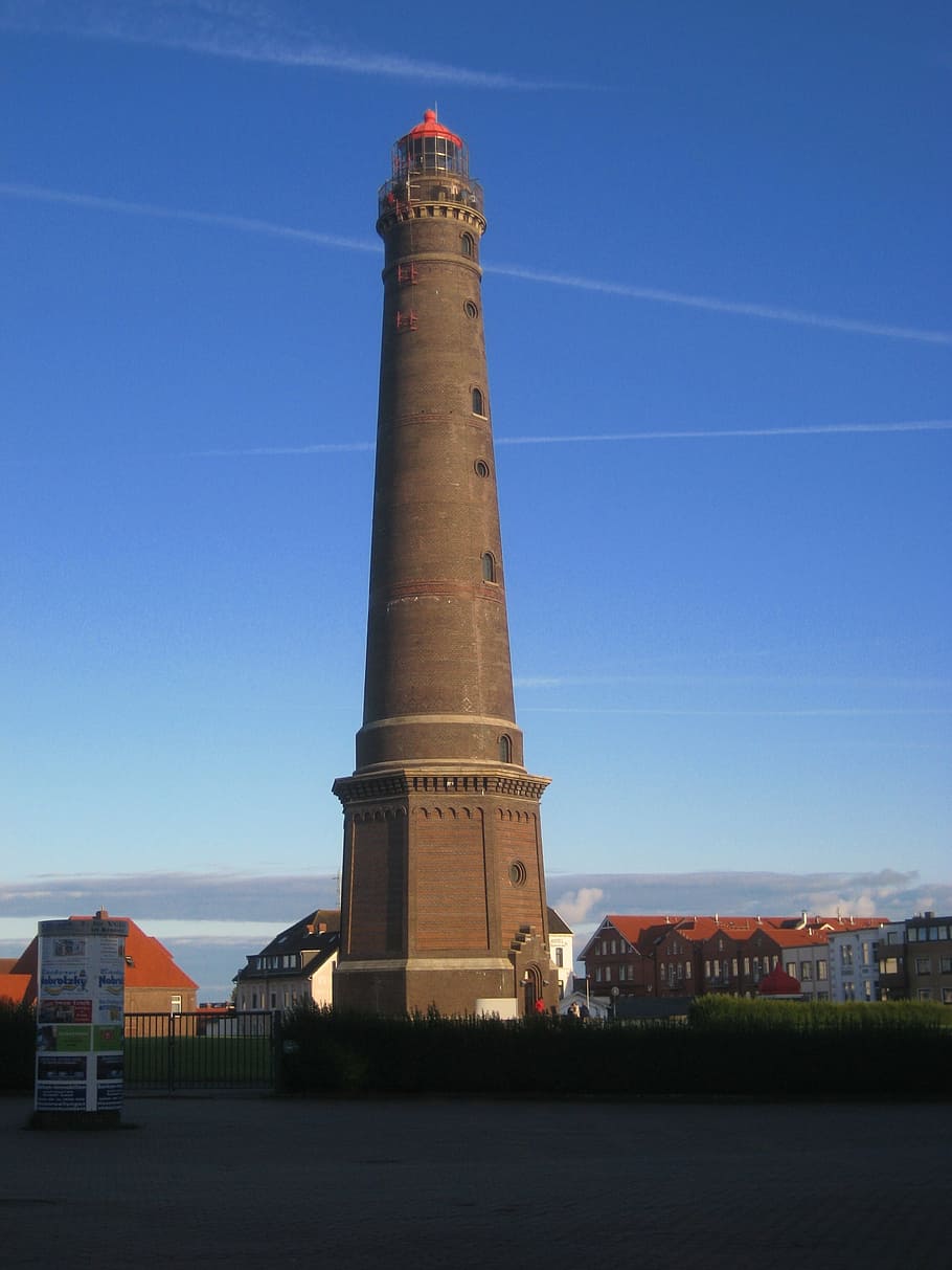 borkum, lighthouse, blue sky, tower, architecture, famous Place HD wallpaper