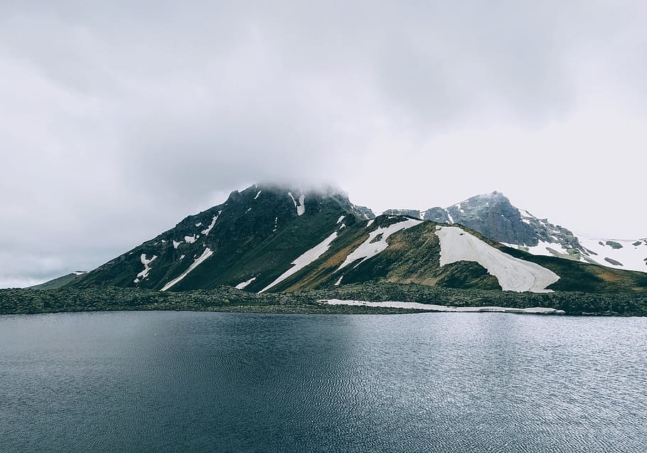 mountain, highland, cloudy, sky, summit, ridge, landscape, nature HD wallpaper