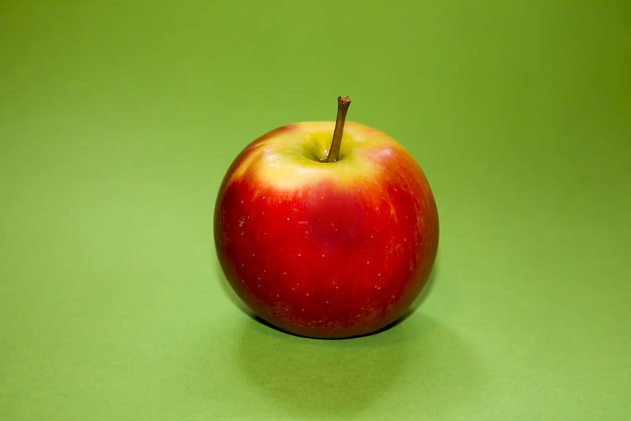 apple, red, fruit, frisch, vitamins, food, bless you, colored background HD wallpaper