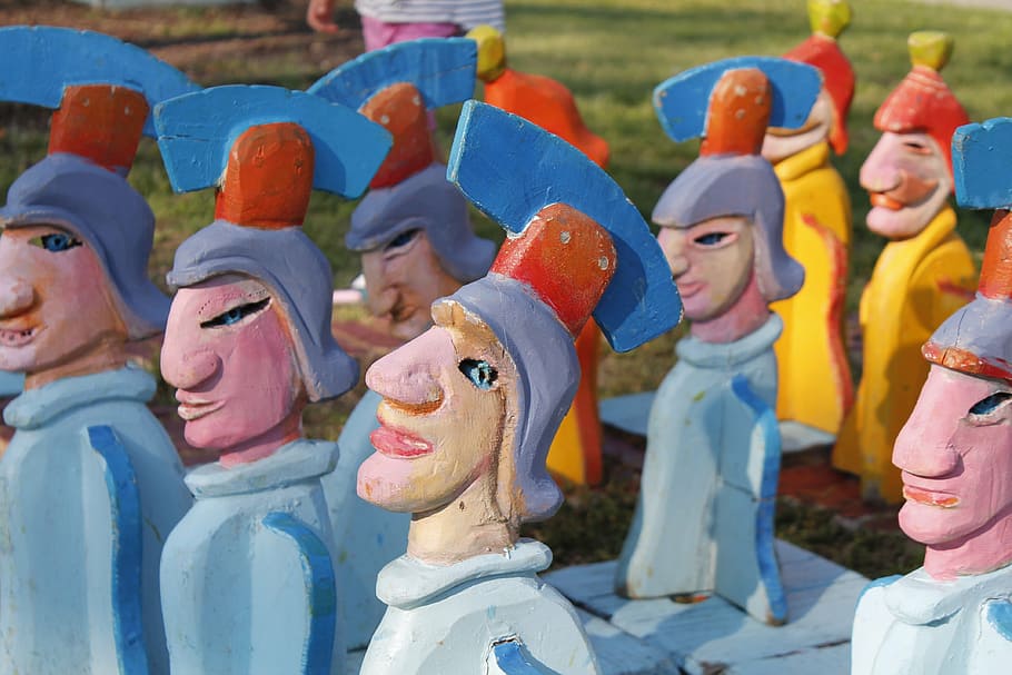 puppet, soldier, army, blue, orange, chess, human representation HD wallpaper