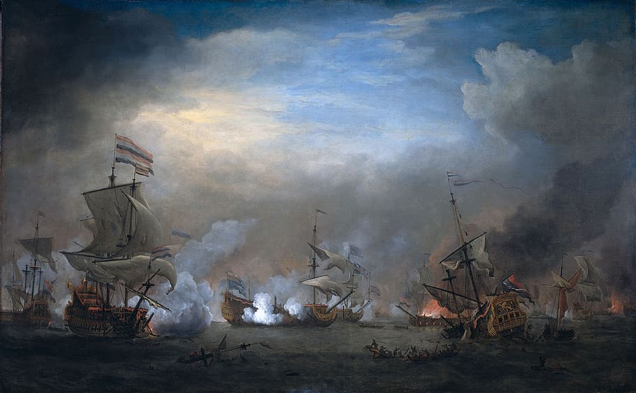galleon ship painting, willem van de velde, art, oil on canvas, HD wallpaper