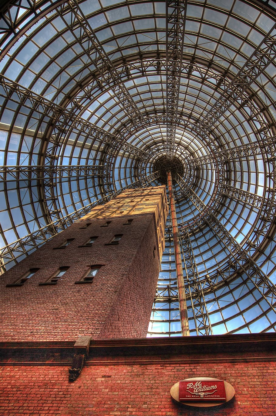 low angle photography of building structure, worms eye view of concrete building HD wallpaper