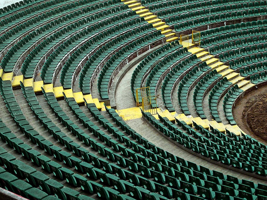 green, stadium, seating, pattern, yellow, sport, high angle view HD wallpaper