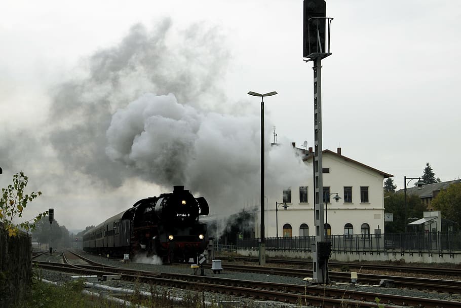 steam train, special crossing, oelsnitz, railway, steam locomotive