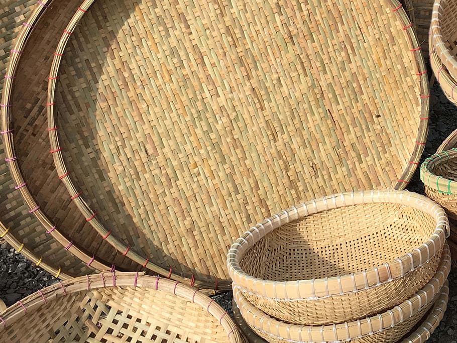 basket, curve, develop, ellip, round, bamboo, natural, garden, HD wallpaper