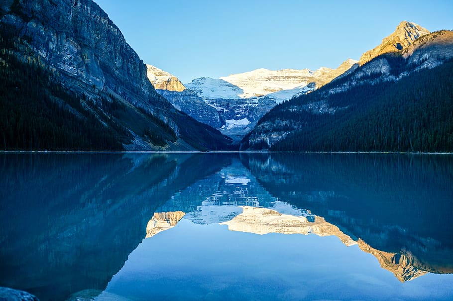 body of water near mountain at daytime, reflection, lake, yellow HD wallpaper