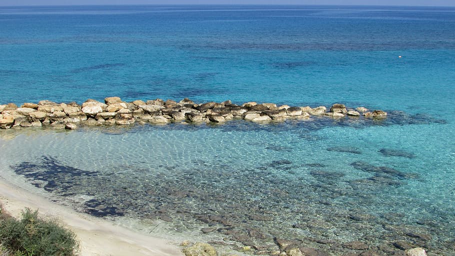cove, beach, sand, tranquil, clear, cyprus, protaras, sea, water HD wallpaper