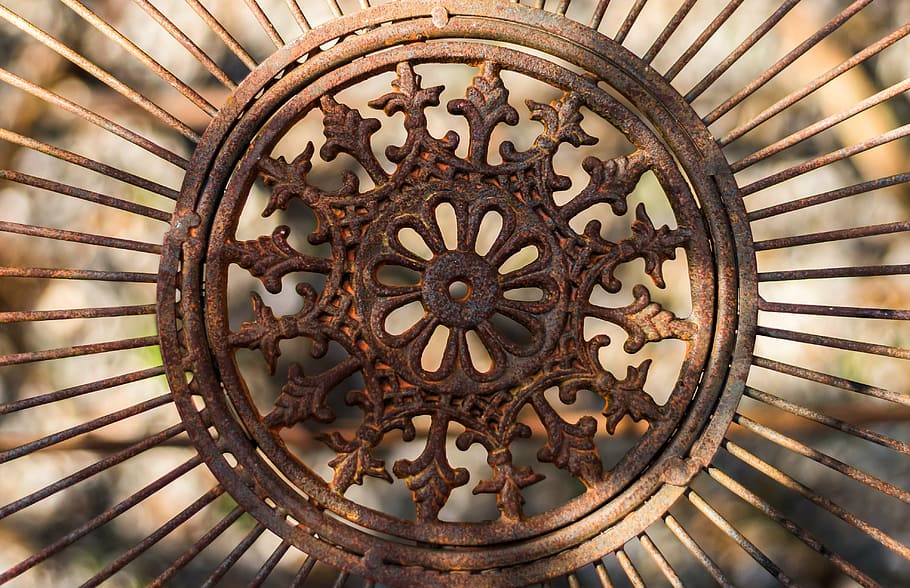 brown metal grille decor, steel art, about, district, pattern HD wallpaper