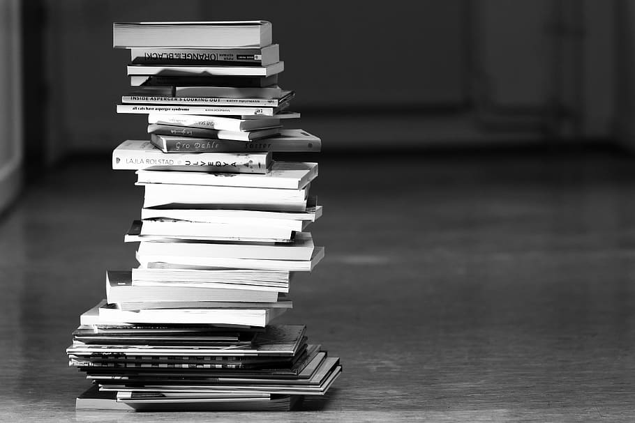 greyscale photography of book lot, books, reading, literature HD wallpaper