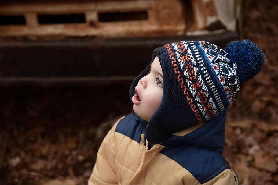 Boy In Brown And Blue Full Zip Hoodie, child, cold, daylight HD wallpaper