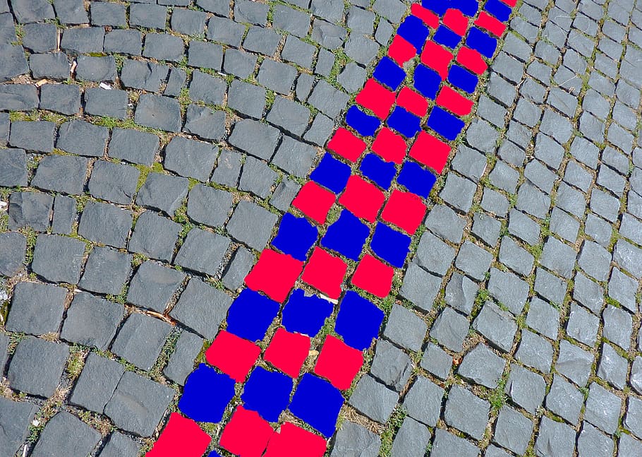 road construction, cobblestones, paving stones, patch, ground HD wallpaper