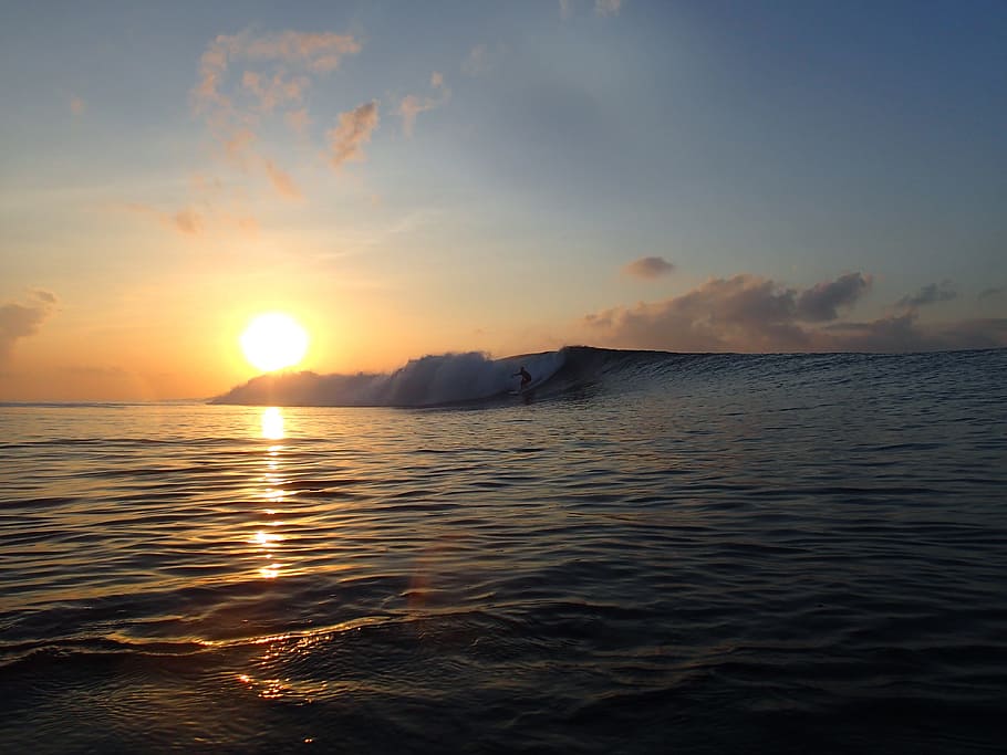 Sunrise, Surf, Sea, sunset, scenics, reflection, nature, water HD wallpaper