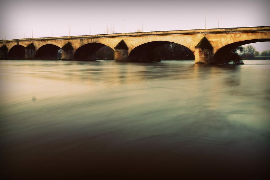 brown concrete bridge, bridge - Man Made Structure, river, architecture HD wallpaper
