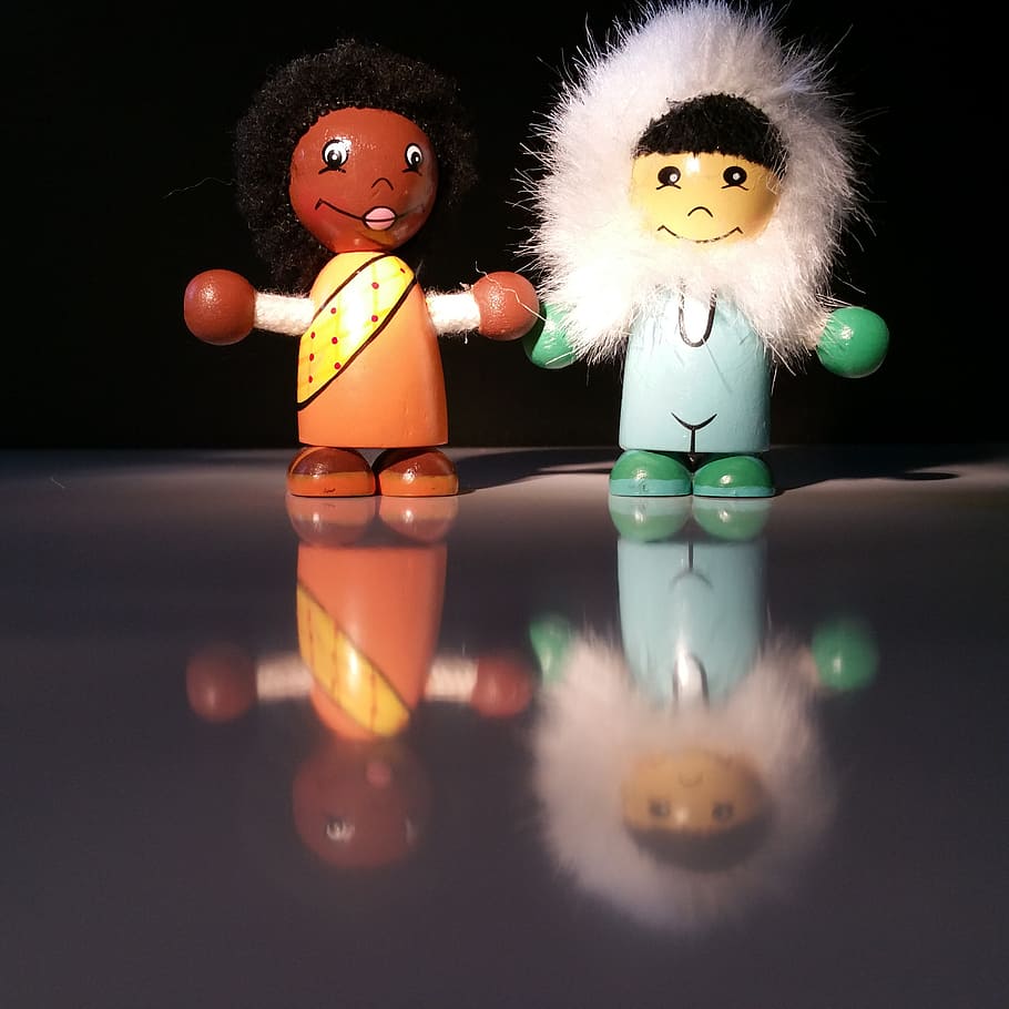 doll, game characters, mirroring, eskimo, baby doll, representation HD wallpaper