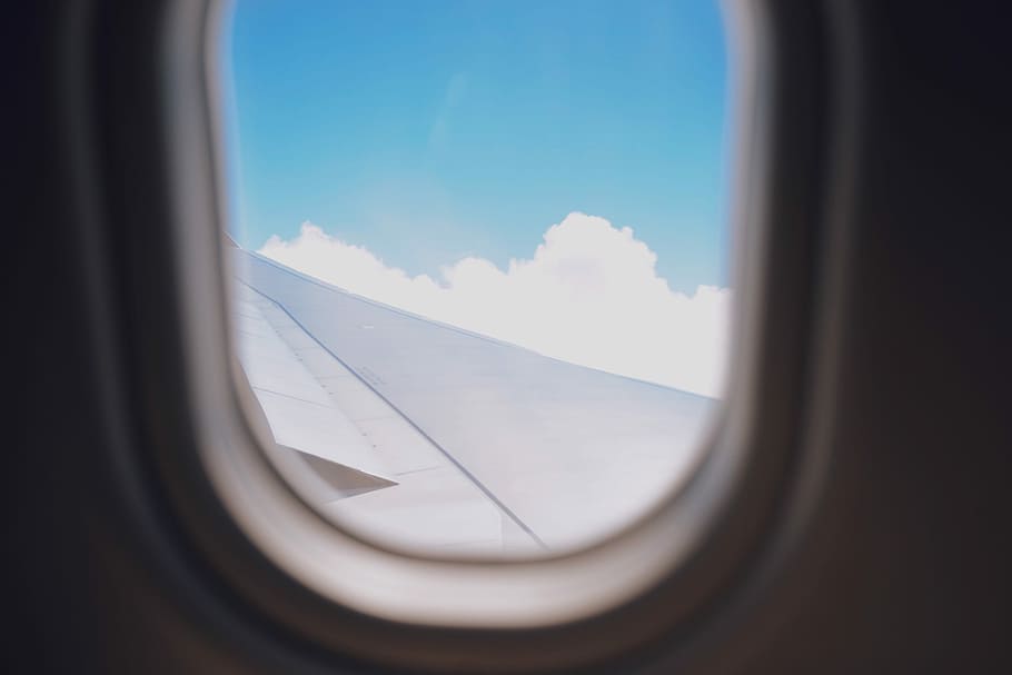 HD wallpaper: aerial photo of airliner, photo of left airplane wing ...