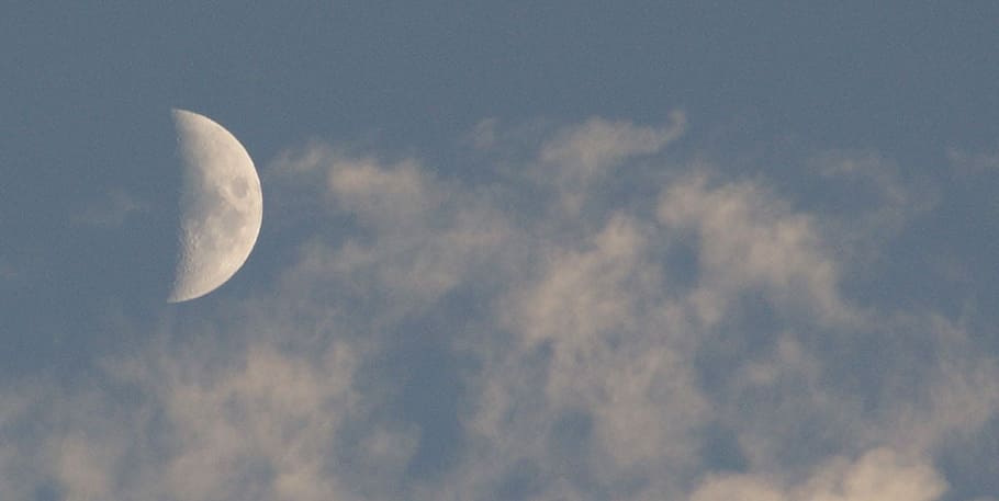 Moon, Clouds, Moonlight, Astronomy, sky, scene, evening, dusk HD wallpaper
