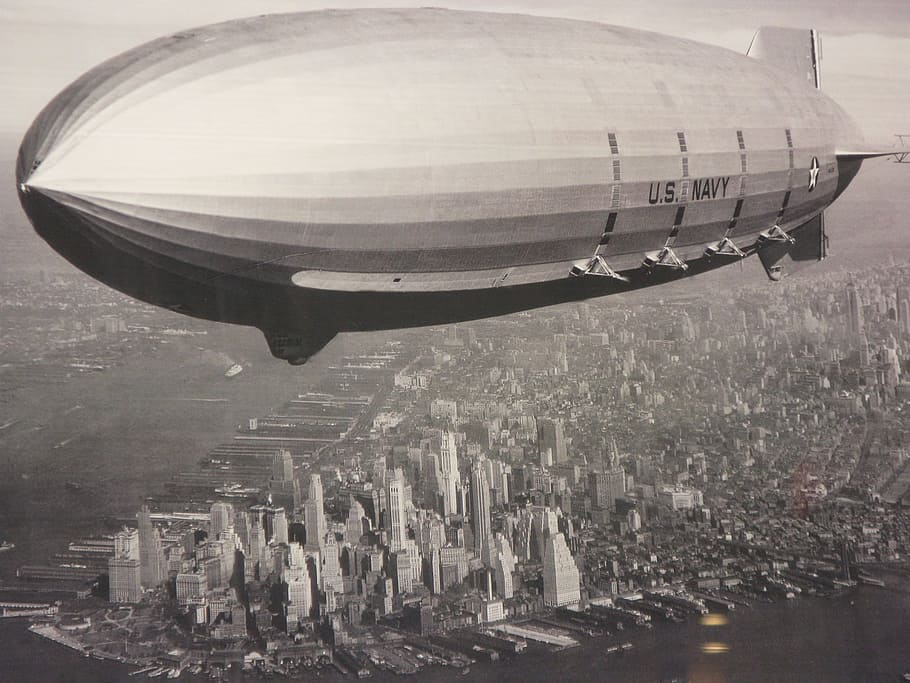 U.S. Navy balloon aircraft, zeppelin, new york, ny, nyc, new york city, HD wallpaper