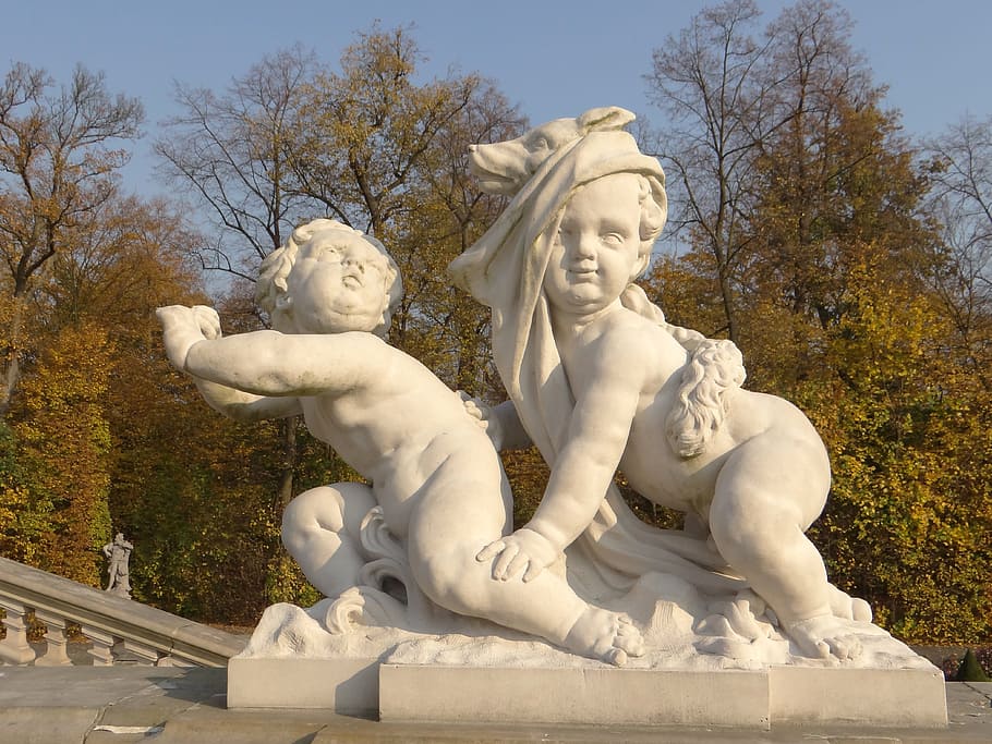 putto, sculpture, copy, redler, monument, garden, the palace HD wallpaper