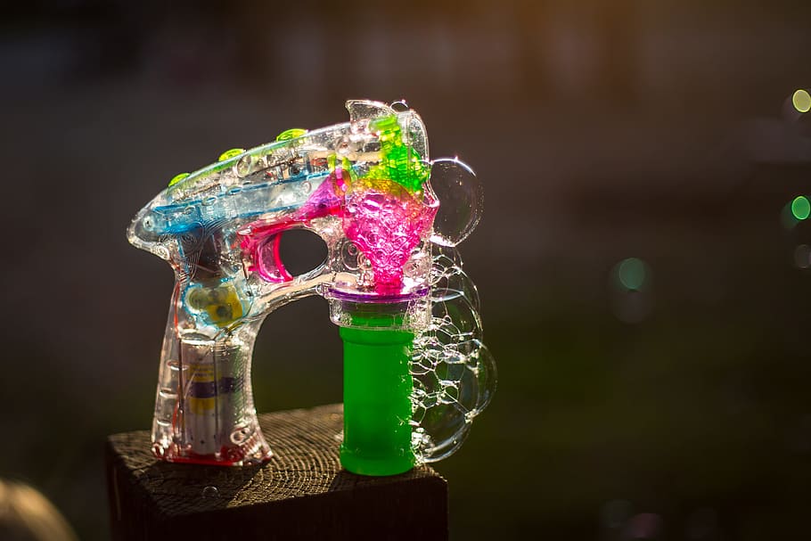 soap bubble, soap bubbles, back light, burst, pistol, water HD wallpaper