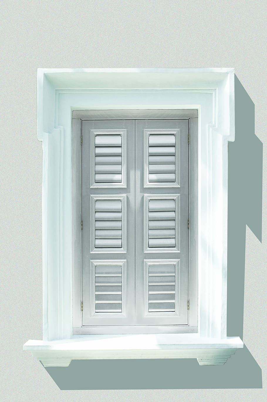 gray wooden window, shutters, exterior, architecture, white HD wallpaper