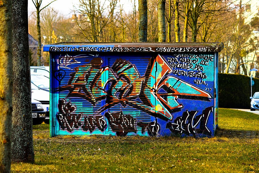 graffiti, distributor, current, box, energy supply, power supply HD wallpaper