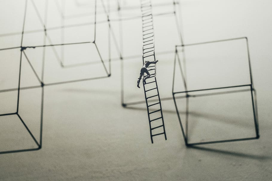 man in stairs, man climbing on ladder illustration, art, model HD wallpaper