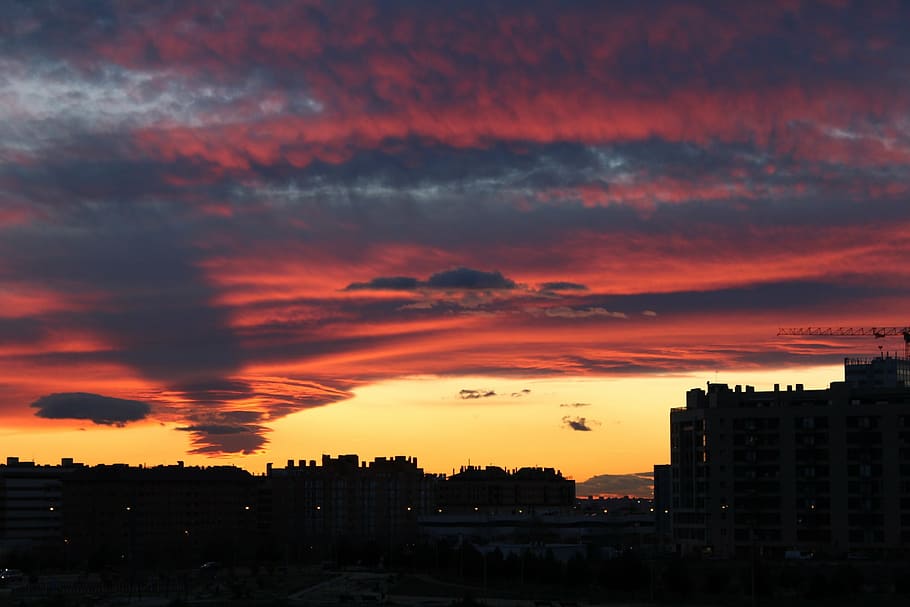 sunset, puestade sun, clouds, cloud - sky, building exterior HD wallpaper