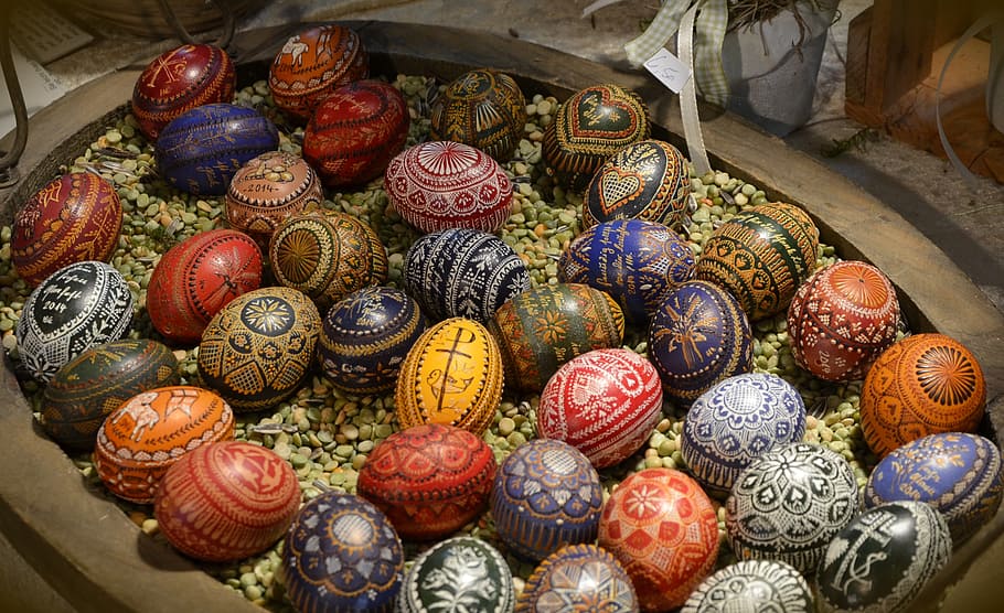oval assorted-color stone lot, easter eggs, customs, painted, HD wallpaper