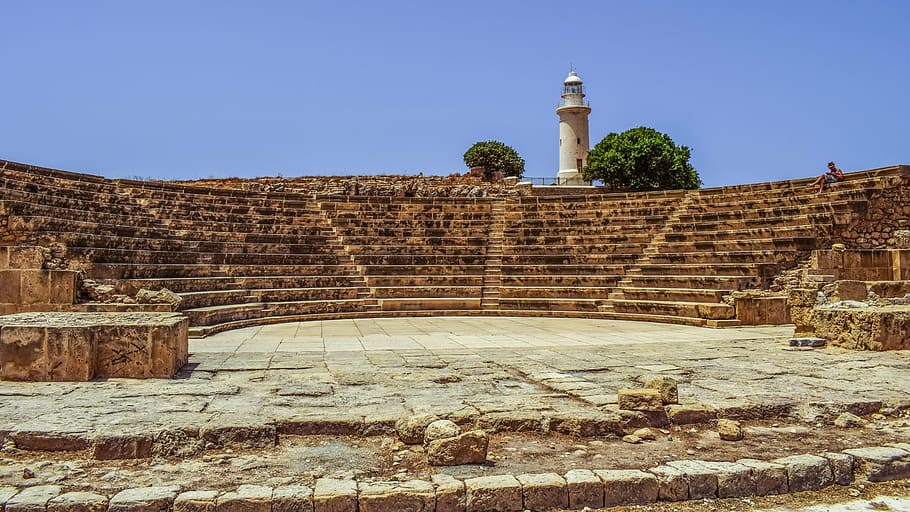 ancient theater, monument, architecture, stone, archaeology, HD wallpaper