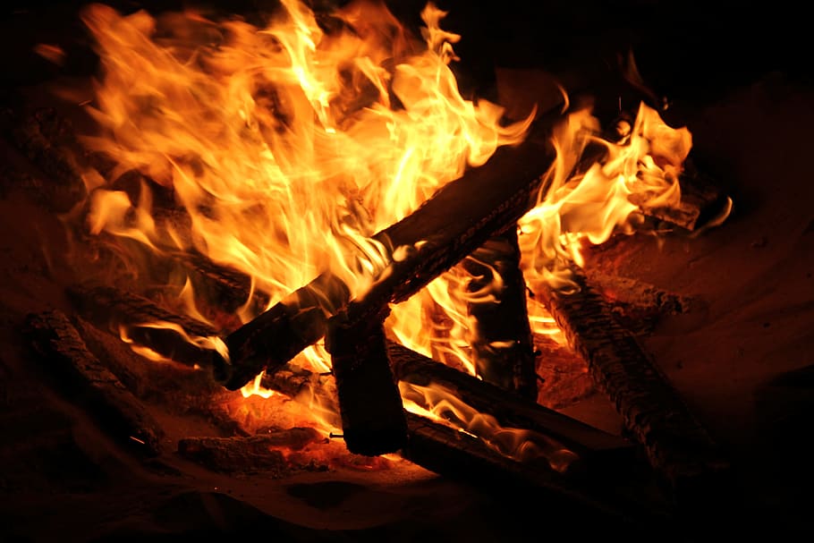 Campfire, Fire, Flame, Wood, Embers, Hot, heat, burn, weissglut HD wallpaper