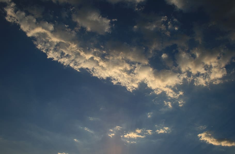 clouds, feather, white, loose, smokey, tufts, sky, blue, cloud - sky HD wallpaper