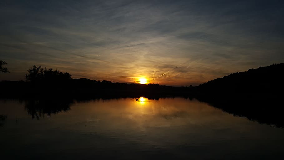 sunset, lake, mystical, sky, water, reflection, scenics - nature HD wallpaper