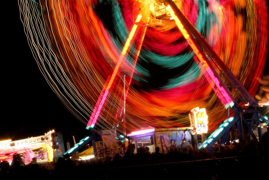 light, fun fair, amusement, ride, wheel, carnival, illuminated HD wallpaper