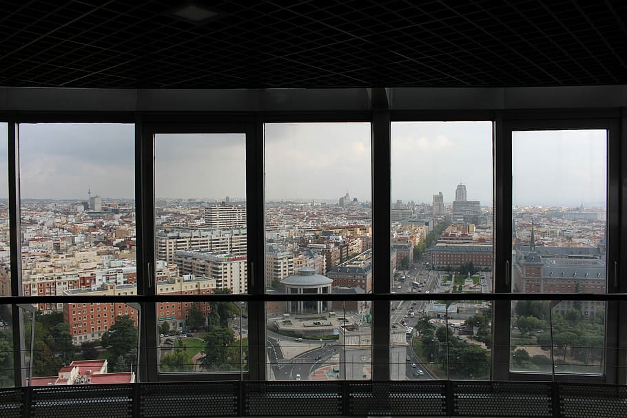 Madrid, Tower, Window, Outlook, City, cityscape, architecture HD wallpaper