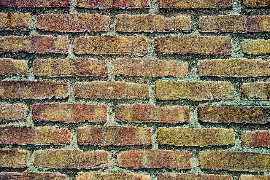 brown brick wall, yellow brick wall, masonry, brickwork, weathered, HD wallpaper