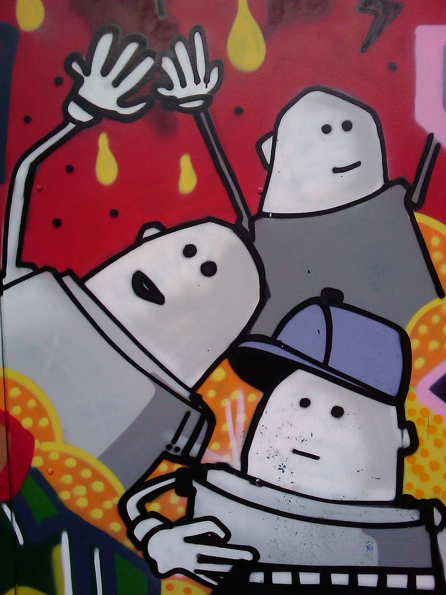 graffiti, males, face, drawing, art, image painting, figure HD wallpaper