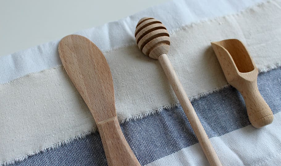spoon, wood, wooden spoon, wooden cutlery, kitchen cutlery, HD wallpaper