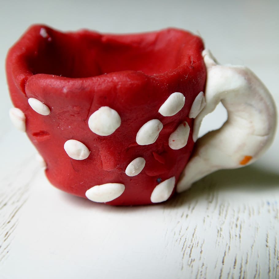 cup, points, red white, play dough, modelling, tinker, employment HD wallpaper