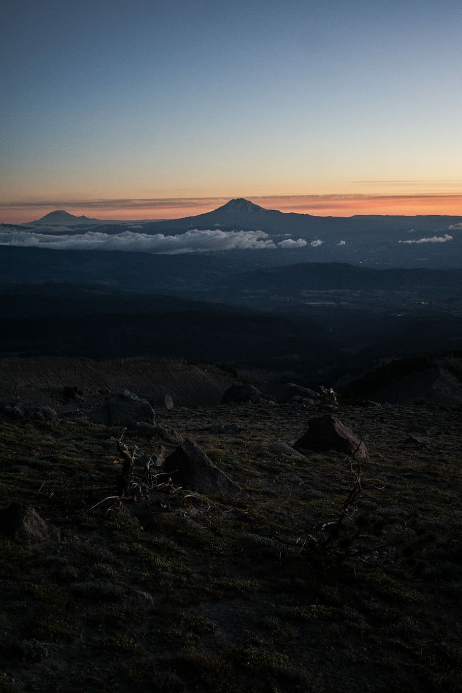 sea of cloud near mountain, sunset, horizon, forest, sky, scenics - nature HD wallpaper