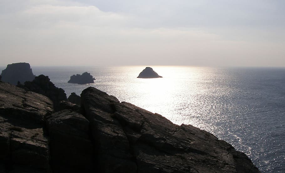 Sunset, Brittany, Atlantic, Coast, cliff, sea, ocean, water HD wallpaper