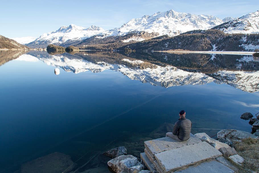 alone, blocks, blue, boy, calm, climb, cold, daylight, environment HD wallpaper