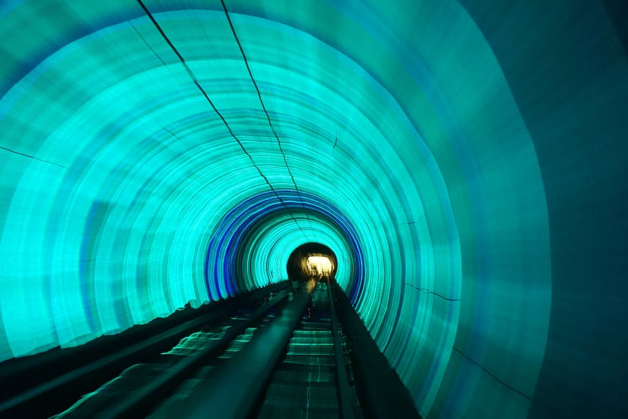 tunnel, speed, lights, architecture, illuminated, direction HD wallpaper