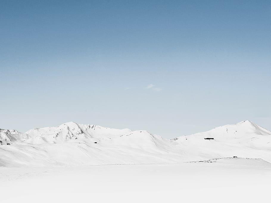 snowfield near mountain alps under calming sky, snowy, view HD wallpaper