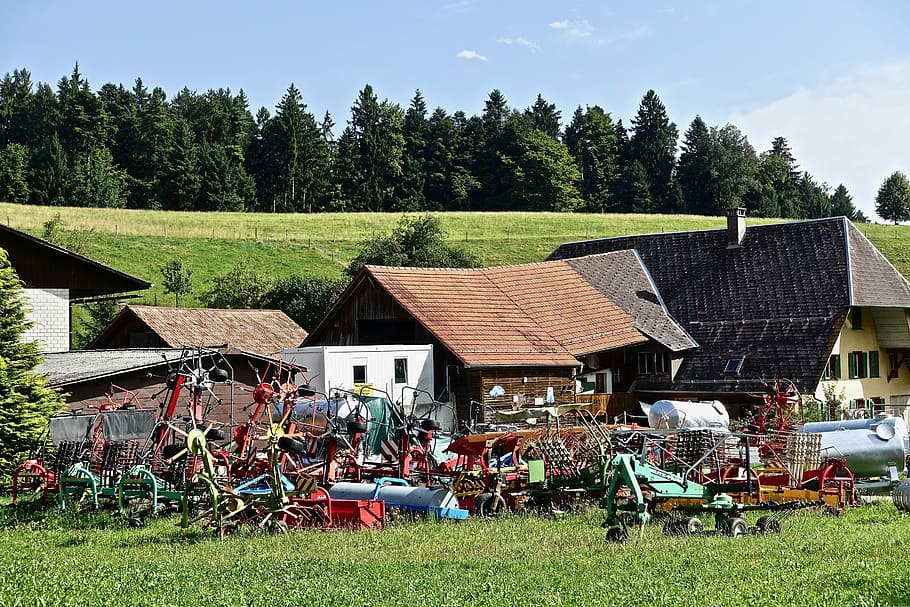 junk, farm, implements, rusty, old, dilapidated, scrap, machinery, HD wallpaper